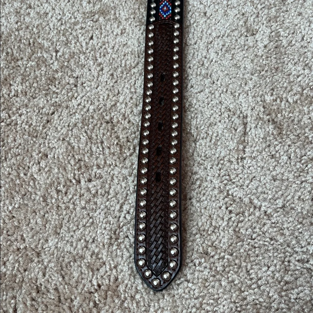 3-D Leather Unisex Beaded Studded Belt
